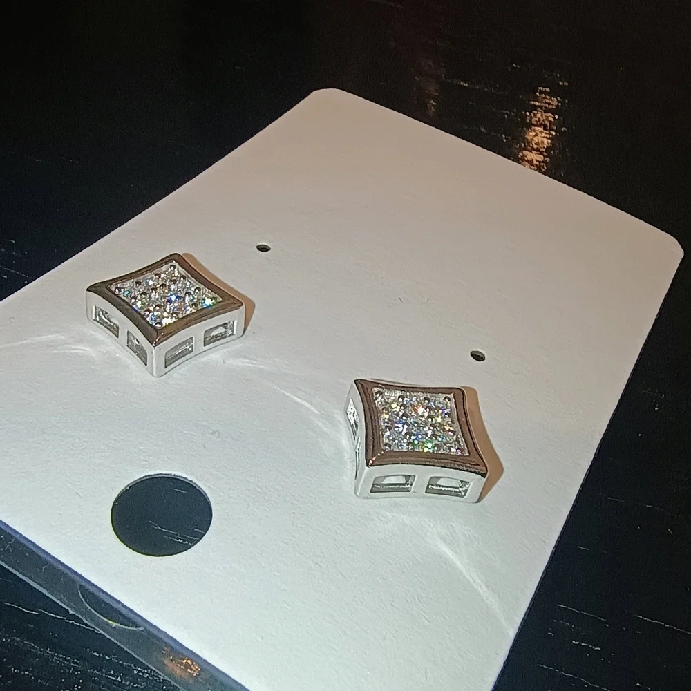 Elegant Silver Moissanite Stud Earrings - Picture 6 of 9